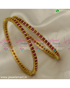 Regular Wear Gold Bangles Design Square Colour Stones Micron Plated B24702