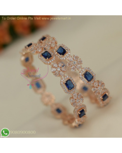 Rose Gold Plated Broad CZ Bangles for Party Wear – Elegant & Trendy B26948