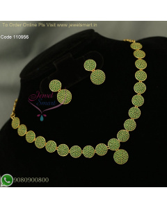 Traditional Round Stone Necklace Set - Beautiful Multi-Color Options with Screw Lock Earrings NL26876
