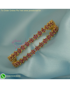 Exquisite Ruby Stones Star Bangles | Antique Gold Jewelry Designs B26179