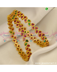 Running Leaf Kemp Matte Look Gold Plated Bangles Dazzling Jewellery Designs B24776