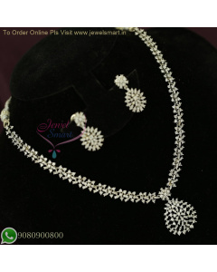 Silver Plated White Stones CZ Necklace Set – Diamond Look Affordable Jewellery NL26783