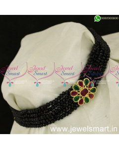 Simple Black Green and Red Beads Choker Designs New Costume Jewellery NL24050