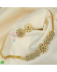 Simple Choker Necklace Set with Pastel Stones - Affordable Jewelry NL26994