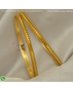 Simple Twisted Design Gold Plated Bangles for Daily Wear – 3.5 mm Thickness B27262