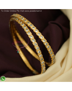 Single Line Handmade Impon Panchaloha & Gold Plated Bangles – Regular Wear AD Stones B27135