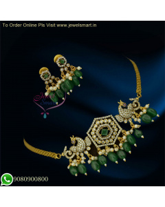 Elegance Redefined: Sleek Victorian Choker Necklace Sets with Coloured Glass Beads NL26305