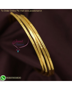 Lightweight Smooth 4-Piece Thin Gold-Plated Bangles Set for Girls and Babies: Soft and Rash-Free B26567