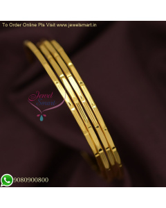 Smooth 4-Piece Thin Gold-Plated Bangles Set for Girls and Babies: Soft For Daily Wear B26568