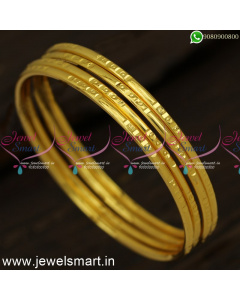 Smooth 4 Pieces Set One Gram Gold Bangles Latest Kappu Valayal Online B24327