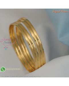 4-Piece Smooth Finish Gold Plated Bangles – Real Gold Look Daily Wear Jewellery B29326