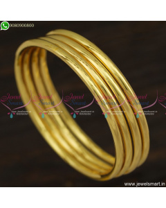 Smooth Finish 4 MM Plain Gold Covering Bangles For Daily Wear Online B23659