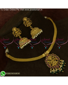 South Indian Attigai Style Temple Necklace Sets and Jhumkas New NL25654