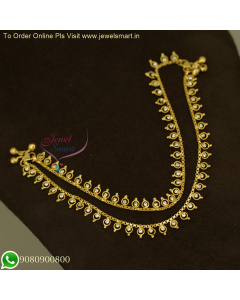 Exquisite South Indian White Stone Gold Plated Anklets - Delicate Kolusu Designs for Elegant Regular Wear A26322
