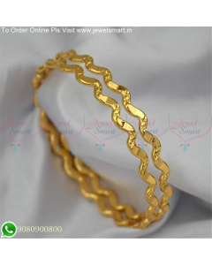 South Indian Thick Copper Metal Neli Valayal Gold Covering Bangles Daily Wear B25253