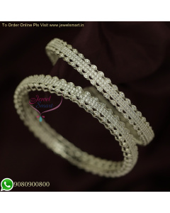 Sparkling 4 Line White CZ Bangles | Diamond-Inspired Catalogue | Silver Plated B25872