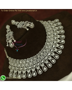 Elegant Sparkling CZ Bridal Choker Necklace with White Stones | Rhodium Finish NL25938
