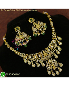 Sparkling Temple Necklace Set - Latest Victorian Style South Indian Jewellery Designs NL26599
