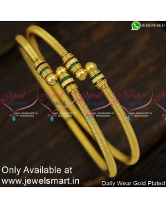 Spring Kappu Valayal Mild Enamel Plain Gold Bangles Design 2 Pieces Set B23999