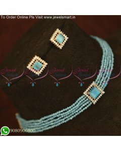 Square Locket 5 Strand Cystal Choker Designs Set Attractive Colours NL25591