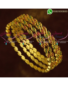 Stone Bangles Set Gold Plated 4 Pieces Party Wear New Designs