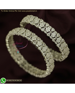 Stunning Broad Star and Droplet Design CZ Bangles | Sparkling White Stones B25867