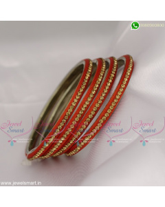 Sturdy Metal Finish Lac Bangles Silk Thread and Stone Adorned Handcrafted Jewellery