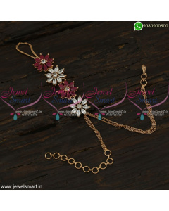 Stylish Hathphool Floral Ring Bracelet Rose Gold Jewellery Designs Online F22020