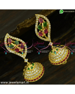 Stylish Leaf Design Jimikki Kammal Gold Covering Jewellery Designs J25027