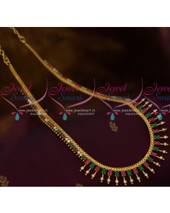 NL10671 Kerala Style Gold Plated Multi Colour AD Semi Precious Imitation Medium Haram Designs Online