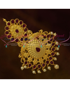 H10985 Big Size Matte Gold Plated Jada Billa Accessory Ruby Stones Bridal Collections