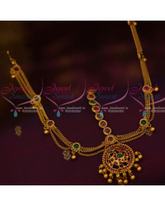 T12749RG Simple Chain Drops Design Kemp Damini Mathapatti Latest Traditional Jewellery Designs Online
