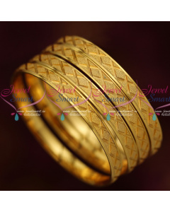 B13872 Diamond Shape Self Cutting Design Bangles Gold Plated Daily Wear Jewellery 