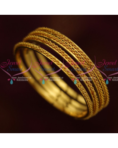B13891 Thin Spiral Twisted Design Gold Plated Kids Jewelry Daily Wear Bangles Shop Online
