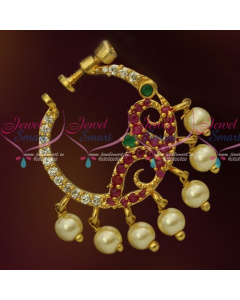 N13671M American Diamond Multi Colour Stones Screw Lock Wear Nose Pins Ring Shop Online
