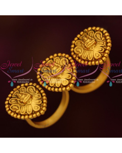 F13975 Double Finger Rings 3 Design Temple Matte Gold Temple Antique Online