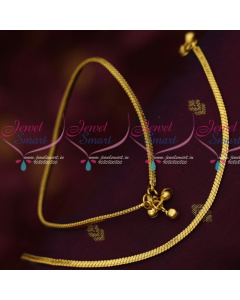P14166 Flat Chain Design Plain Gold Covering Daily Use Anklets South Indian Design Online