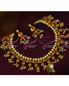 NL13904 Kemp AD Combination Floral Gutta Pusalu Matte Gold Plated Traditional Jewelry Online