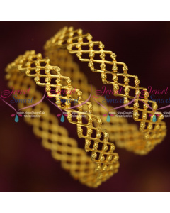 B14613 Broad Light Weight Gold Design Floral Bangles Traditional Jewellery Collections