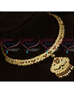 NL14768 AD Traditional Gold Finish Imitation Attiga South Indian Designs Online