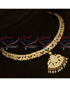 NL14769 Thick Metal Handmade South Indian Attigai Gold Plated Imitation Jewelry Online