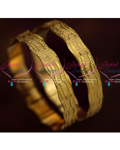 B15894 Broad Neli Curve Design Bangles 2 Pieces Set Gold Plated Daily Wear Jewellery Online