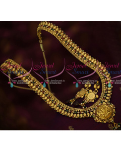 NL15564 Mango Antique South Indian Temple Haram Multi Colour Stones Traditional Jewelry