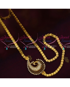 C16030 AD White Mugappu Kerala Style Chains Latest Gold Covering Jewellery South Indian Online