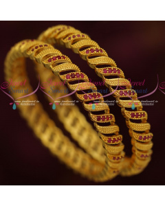 B16606 Broad Design AD Stones Gold Covering Bangles South Indian Jewellery Online