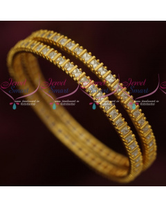 B17447 AD Square Stones Micron Gold Plated Daily Wear Bangles Shop Online