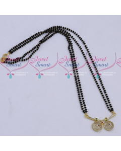MS18260 Black Beads Mala 2 Strand AD Mangalsutra Traditional Jewellery Designs Online