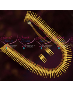 NL18738 One Gram Gold Jewellery Kerala Style Traditional Broad Haram Imitation Design Shop Online