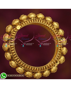 B19277 Antique Gold Plated Kemp Jewellery Intricately Designed Kada Screw Open