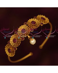 V19165R Antique Floral Design Bridal Jewellery String Vanki Latest Traditional Designs Online